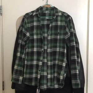 Green Plaid Flannel by Uniqlo Small